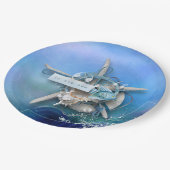 Assiettes En Carton Aquarelle nautique vers la mer (Angle)