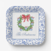 Assiettes En Carton Aquarelle Noël Chinoiserie Ornement Wreath (Recto)