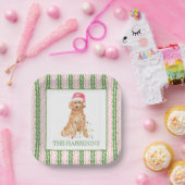 Assiettes En Carton Aquarelle Noël Père Noël Chien Personnalisé (Fête)