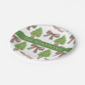 Assiettes En Carton Aquarelle Noël Plaid Bow & Topiary (Angle)