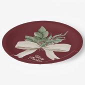 Assiettes En Carton Aquarelle Noël Vert Personnalisé (Angle)