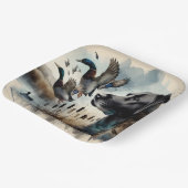 Assiettes En Carton Aquarelle Noir Labrador Et Canards (Angulaire)