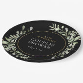 Assiettes En Carton Aquarelle Noire Or Vert Couples Douche (Angle)