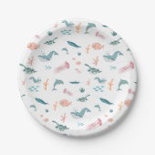 Assiettes En Carton Aquarelle Océan Motif d'animaux marins (Devant)
