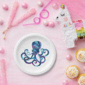 Assiettes En Carton Aquarelle octopique en plaque de papier (Fête)