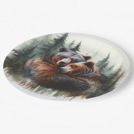 Assiettes En Carton Aquarelle Oears Rustic Wilderness Mariage (Angle)