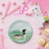 Assiettes En Carton Aquarelle Oiseau commun Loon Nature Art (Fête)