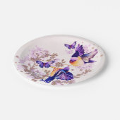 Assiettes En Carton Aquarelle Oiseaux Floral Parties scintillant pourp (Angle)