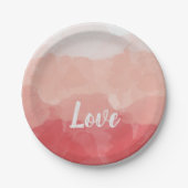 Assiettes En Carton Aquarelle Ombre rouge et rose Gradient Love (Devant)