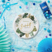 Assiettes En Carton Aquarelle Or Tropical Feuille Bachelorette (Fête)
