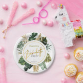 Assiettes En Carton Aquarelle Or Tropical Feuille Bachelorette (Fête)
