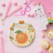 Assiettes En Carton Aquarelle Orange & Fleurs Baby shower (Fête)