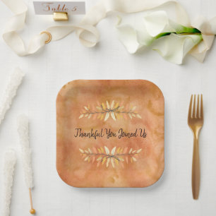 Assiettes En Carton Aquarelle Orange Thanksgiving fête d'automne Feuil