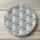 Assiettes En Carton Aquarelle Ours polaire Motif sapin de Noël
