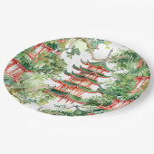 Assiettes En Carton Aquarelle Pagode asiatique dans paysage verdoyant (Angle)