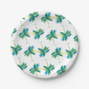Assiettes En Carton Aquarelle Palm Arbre Plaques papier Motif