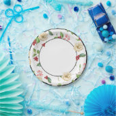 Assiettes En Carton Aquarelle Papier blanc et or Magnolia (Fête)