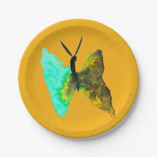 Assiettes En Carton Aquarelle papillon aqua joli