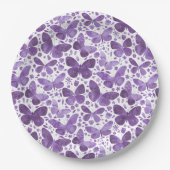Assiettes En Carton Aquarelle papillon violet (Devant)