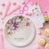 Assiettes En Carton Aquarelle Party Boho rose Fleurs Élégant (Fête)