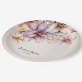 Assiettes En Carton Aquarelle Party Boho rose Fleurs Élégant (Angle)