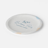 Assiettes En Carton Aquarelle Pastel Bleu N'importe quel âge Anniversa (Angle)