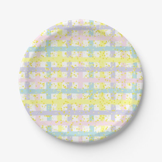 Assiettes En Carton Aquarelle Pastel Plaid (Devant)