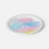 Assiettes En Carton Aquarelle Pastel Rainbow (Angle)