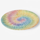 Assiettes En Carton Aquarelle Pastel Rainbow Tie Dye (Angle)