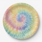 Assiettes En Carton Aquarelle Pastel Rainbow Tie Dye (Devant)
