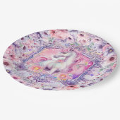 Assiettes En Carton Aquarelle Pastel rose Unicorn fille Anniversaire (Angle)