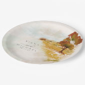 Assiettes En Carton Aquarelle Paysage Mariage Automne Gold ID786 (Angle)