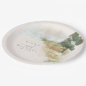Assiettes En Carton Aquarelle Paysage Mariage Sage Green ID786 (Angle)