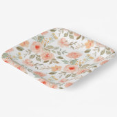 Assiettes En Carton Aquarelle Pêche Florale Anniversaire Douche fête (Angulaire)