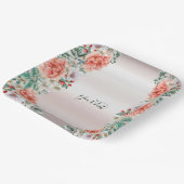 Assiettes En Carton Aquarelle Peony Platine en papier (Angulaire)