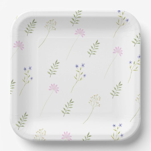 Assiettes En Carton Aquarelle Petit Fleur sauvage (Recto)