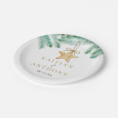 Assiettes En Carton Aquarelle Pine Boughs Noël Mariage d'hiver (Angle)