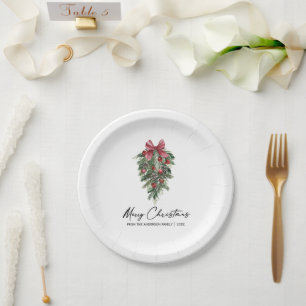 Assiettes En Carton Aquarelle Pines Calligraphie Encre Noël Petit