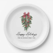 Assiettes En Carton Aquarelle Pines Calligraphie Ink Holiday (Devant)