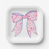 Assiettes En Carton Aquarelle Pink Poka Dot Bow (Recto)