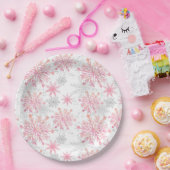 Assiettes En Carton Aquarelle Pink & Silver Parties scintillant Winter (Fête)