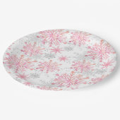 Assiettes En Carton Aquarelle Pink & Silver Parties scintillant Winter (Angle)