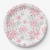 Assiettes En Carton Aquarelle Pink & Silver Parties scintillant Winter (Devant)