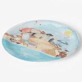Assiettes En Carton Aquarelle Plage Côtière (Angle)