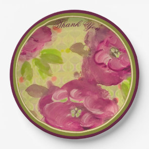 Assiettes En Carton Aquarelle Plaques à fleurs en Bourgogne et en oliv