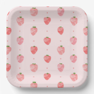 Assiettes En Carton Aquarelle Plaques de papier fraise
