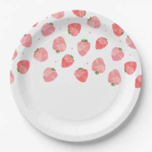 Assiettes En Carton Aquarelle Plaques de papier fraise