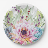 Assiettes En Carton Aquarelle Plaques de papier succulent (Devant)