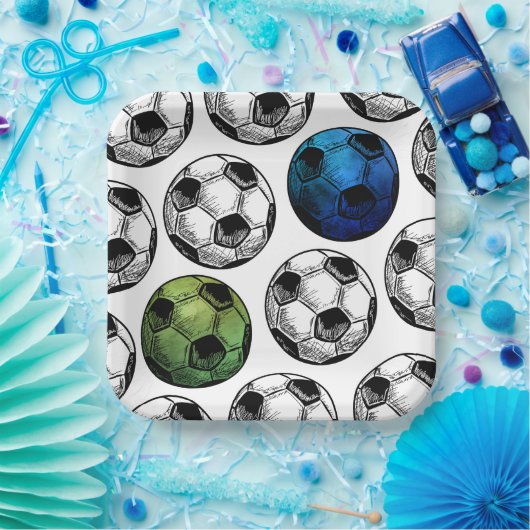 Assiettes En Carton Aquarelle Plaques de soirée de football (Fête)