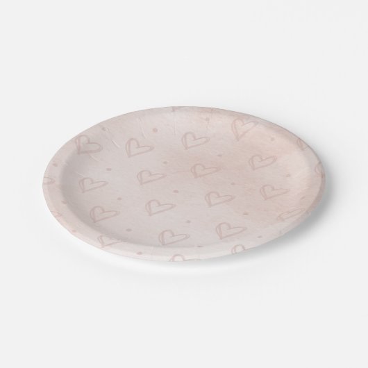 Assiettes En Carton Aquarelle Plaques en papier de coeur, Rose Dusty (Angle)